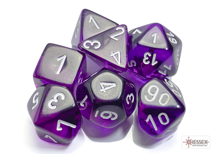 Translucent Purple/white Polyhedral 7-Dice Set - CHX23077